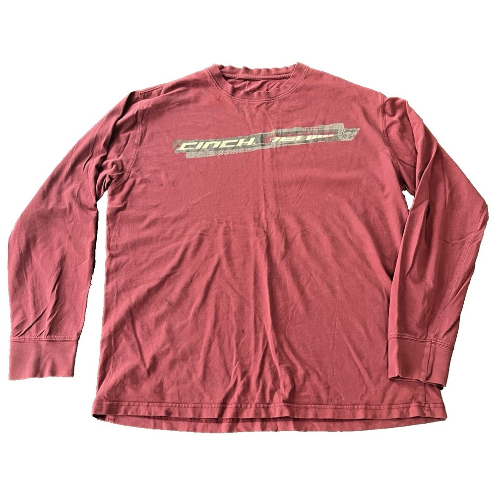 Cinch Shirt Mens L Faded Brick Red Long Sleeve Western Rodeo Graphic Tee Large